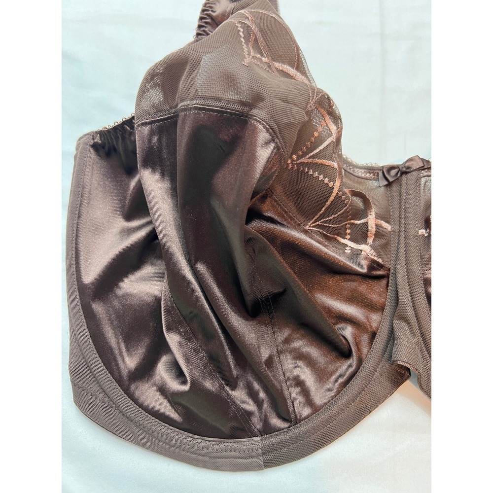 Elomi Cate Bra Women 42K Brown Underwire Embroidery EL4030PCN Full Coverage G29 - Picture 10 of 15